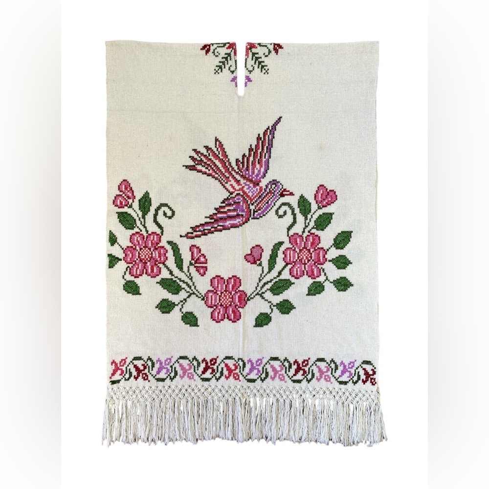 Mexican Bird Poncho White